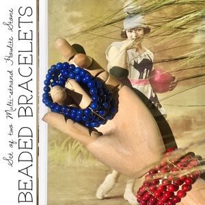 Set of Two Multi-strand Howlite-like Beaded Bracelets